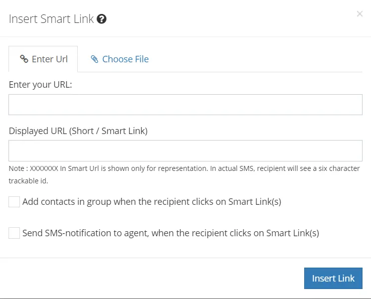 Steps to insert smart link on smart sms - Rivet SMS